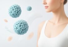 Medical abstract design showing HPV virus and dermatological theme in a clean bright environment