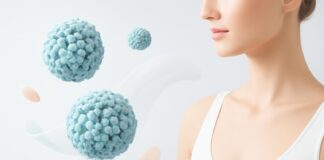 Medical abstract design showing HPV virus and dermatological theme in a clean bright environment