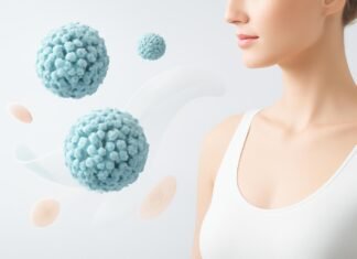 Η Επίδραση της Κύησης στα HPV Κονδυλώματα: Οδηγός για Έγκυες Γυναίκες Medical abstract design showing HPV virus and dermatological theme in a clean bright environment