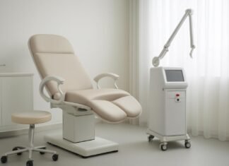 Η Πολλαπλή Προσέγγιση στη Θεραπεία Κονδυλωμάτων HPV με Συνδυασμό Laser και Φαρμακευτικής Υποστήριξης Σύγχρονο γυναικολογικό ιατρείο με εξοπλισμό laser για θεραπεία κονδυλωμάτων HPV