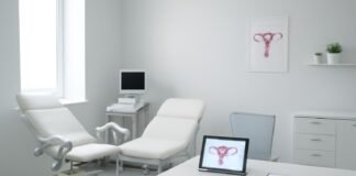 Σύγχρονο γυναικολογικό ιατρείο με ιατρικό εξοπλισμό και συμβουλευτική συνεδρία