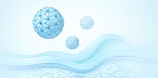 Μοντέρνα ιατρική απεικόνιση του ιού HPV σε δερματικές και βλεννογόνες στιβάδες σε φωτεινό ιατρικό περιβάλλον