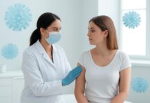 Η Σημασία της Τακτικής Ιατρικής Εξέτασης στη Διάγνωση των HPV Κονδυλωμάτων Επιστημονικό εξώφυλλο με αφηρημένα στοιχεία ιού HPV σε φωτεινό ιατρικό περιβάλλον