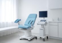 Φωτεινό σύγχρονο γυναικολογικό ιατρείο με ιατρικό εξοπλισμό, σύμβολο σύγχρονης γυναικολογίας και ευεξίας