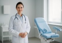 Προηγμένη Εξατομικευμένη Θεραπεία HPV με Συνδυαστική Laser Προσέγγιση στη Γλυφάδα Σύγχρονο γυναικολογικό ιατρείο με γιατρό σε διακριτική επαγγελματική ατμόσφαιρα χωρίς ευαίσθητη ανατομία.