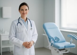 Προηγμένη Εξατομικευμένη Θεραπεία HPV με Συνδυαστική Laser Προσέγγιση στη Γλυφάδα Σύγχρονο γυναικολογικό ιατρείο με γιατρό σε διακριτική επαγγελματική ατμόσφαιρα χωρίς ευαίσθητη ανατομία.