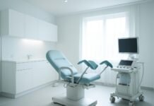 Φωτεινό σύγχρονο γυναικολογικό ιατρείο με τελευταίας τεχνολογίας ιατρικό εξοπλισμό απεικόνισης