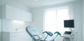 Φωτεινό σύγχρονο γυναικολογικό ιατρείο με τελευταίας τεχνολογίας ιατρικό εξοπλισμό απεικόνισης