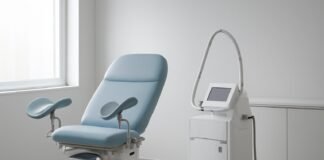 Σύγχρονο γυναικολογικό ιατρείο με ιατρικό εξοπλισμό laser
