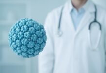 Ιατρική απεικόνιση του ιού HPV σε καθαρό φόντο