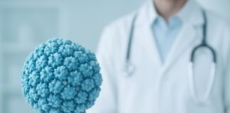 Ιατρική απεικόνιση του ιού HPV σε καθαρό φόντο