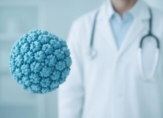Ιατρική απεικόνιση του ιού HPV σε καθαρό φόντο