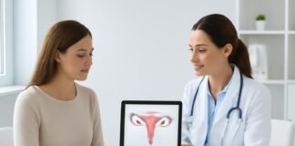 Εξειδικευμένη γυναικολογική συμβουλή σε σύγχρονο ιατρείο για λαπαροσκοπική θεραπεία ενδομητρίωσης