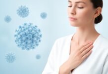 Αφηρημένες εικόνες ιού HPV και ιατρικό περιβάλλον που αντιπροσωπεύουν τη σεξουαλική υγεία