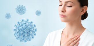 Αφηρημένες εικόνες ιού HPV και ιατρικό περιβάλλον που αντιπροσωπεύουν τη σεξουαλική υγεία