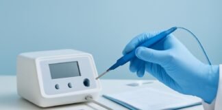 Εξοπλισμός για θεραπεία καυτηριασμού κονδυλωμάτων HPV σε ιατρικό γραφείο