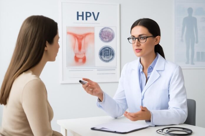 Συχνές Ερωτήσεις για τον Ιό HPV και τα Κονδυλώματα: Απαντήσεις από τον Δρ. Ιωάννη Δημητρακόπουλο Ιατρική συμβουλευτική με γιατρό που εξηγεί πληροφορίες για τον ιό HPV σε ασθενή