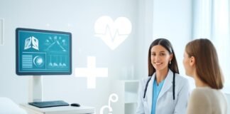 Φωτεινό και σύγχρονο ιατρείο με ιατρικό εξοπλισμό και γυναικεία συμβουλευτική σε επαγγελματικό περιβάλλον