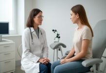 Σύγχρονο γυναικολογικό ιατρείο με ιατρό και ασθενή σε συζήτηση