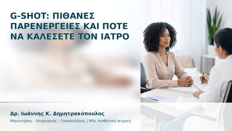 G-Shot: Πιθανές Παρενέργειες και Πότε να Καλέσετε τον Ιατρό - Δρ. Ιωάννης Κ. Δημητρακόπουλος