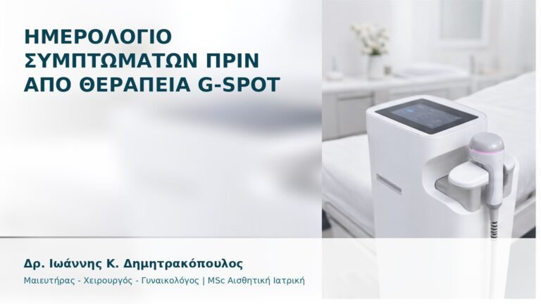 Ημερολόγιο Συμπτωμάτων πριν από Θεραπεία G-Spot - Δρ. Ιωάννης Κ. Δημητρακόπουλος