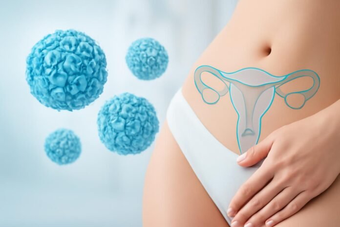 HPV κονδυλώματα και σύντροφος: Πώς να προστατεύσετε την ασφάλεια και την υγεία σας Υπολογιστική επιστημονική απεικόνιση ιού HPV με δερματολογικά και γυναικολογικά στοιχεία σε φωτεινό ιατρικό περιβάλλον