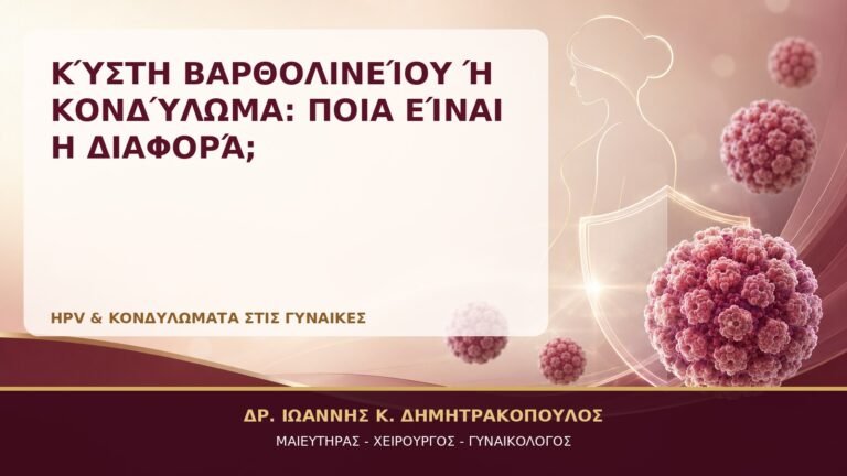 Κύστη Βαρθολινείου ή Κονδύλωμα: Ποια Είναι η Διαφορά; - Δρ. Ιωάννης Κ. Δημητρακόπουλος, Γυναικολόγος Γλυφάδα