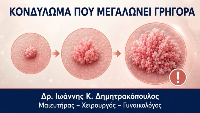ΚΟΝΔΥΛΩΜΑ ΠΟΥ ΜΕΓΑΛΩΝΕΙ ΓΡΗΓΟΡΑ Κονδύλωμα που Μεγαλώνει Γρήγορα: Γιατί Δεν Πρέπει να Αγνοείται - Δρ. Ιωάννης Κ. Δημητρακόπουλος