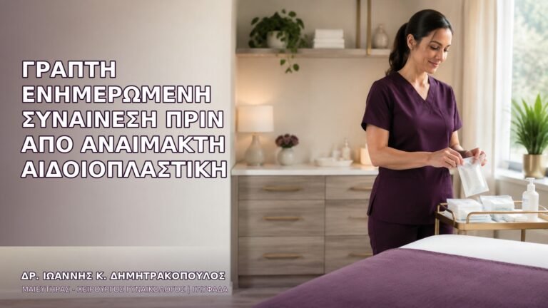 Γραπτή Ενημερωμένη Συναίνεση πριν από Αναίμακτη Αιδοιοπλαστική