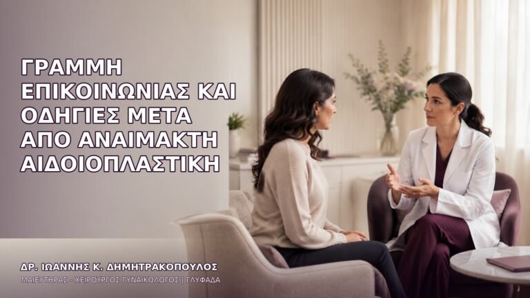 Γραμμή Επικοινωνίας και Οδηγίες μετά από Αναίμακτη Αιδοιοπλαστική