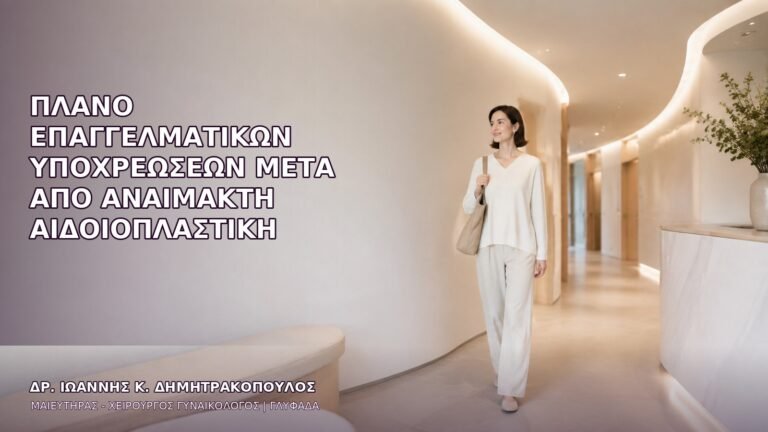 Πλάνο Επαγγελματικών Υποχρεώσεων μετά από Αναίμακτη Αιδοιοπλαστική