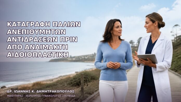 Καταγραφή Παλιών Ανεπιθύμητων Αντιδράσεων πριν από Αναίμακτη Αιδοιοπλαστική