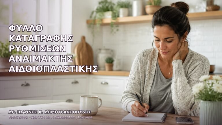 Φύλλο Καταγραφής Ρυθμίσεων Αναίμακτης Αιδοιοπλαστικής