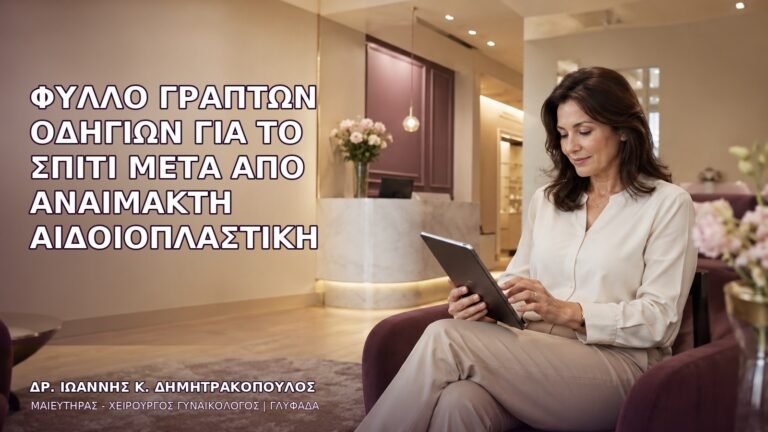 Φύλλο Γραπτών Οδηγιών για το Σπίτι μετά από Αναίμακτη Αιδοιοπλαστική