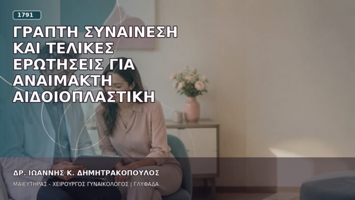 Γραπτή Συναίνεση και Τελικές Ερωτήσεις για Αναίμακτη Αιδοιοπλαστική Γραπτή Συναίνεση και Τελικές Ερωτήσεις για Αναίμακτη Αιδοιοπλαστική