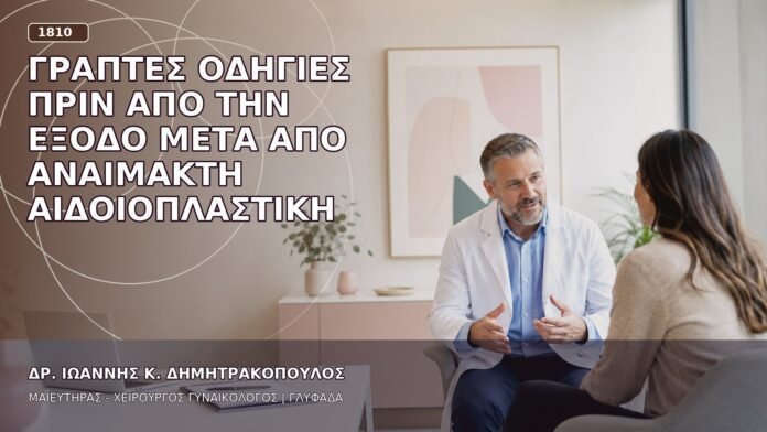Γραπτές Οδηγίες πριν από την Έξοδο μετά από Αναίμακτη Αιδοιοπλαστική