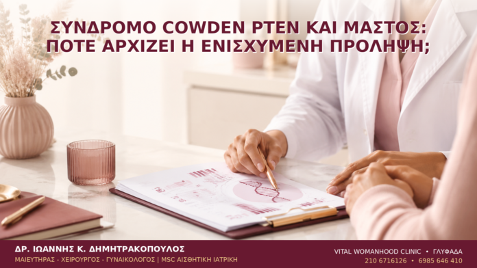 Σύνδρομο Cowden PTEN και Μαστός: Πότε Αρχίζει η Ενισχυμένη Πρόληψη; Σύνδρομο Cowden PTEN και Μαστός: Πότε Αρχίζει η Ενισχυμένη Πρόληψη; - Δρ. Ιωάννης Κ. Δημητρακόπουλος