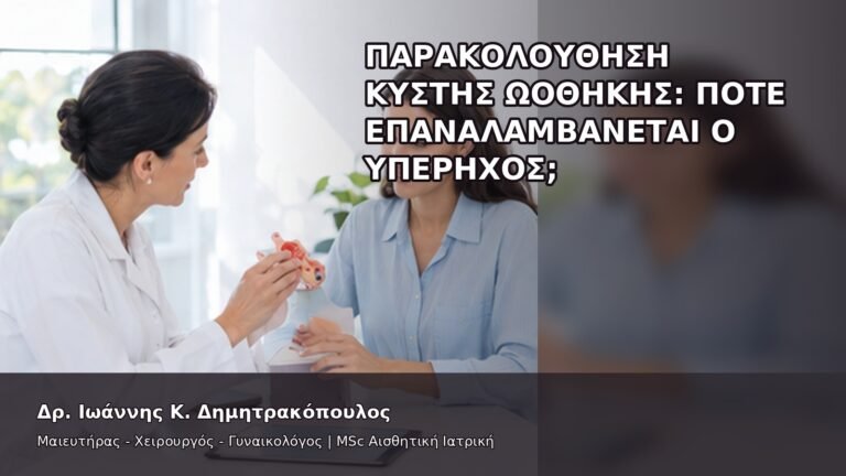 Παρακολούθηση Κύστης Ωοθήκης: Πότε Επαναλαμβάνεται ο Υπέρηχος; - Δρ. Ιωάννης Κ. Δημητρακόπουλος