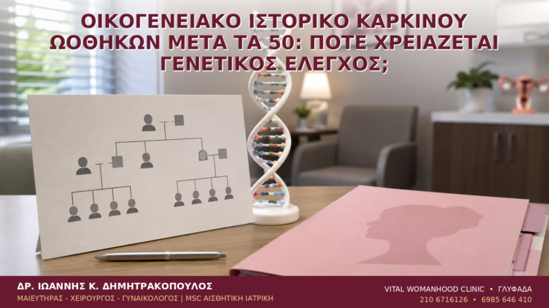Οικογενειακό Ιστορικό Καρκίνου Ωοθηκών μετά τα 50: Πότε Χρειάζεται Γενετικός Έλεγχος; - Δρ. Ιωάννης Κ. Δημητρακόπουλος