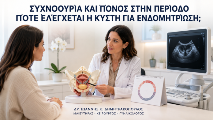 Συχνοουρία και Πόνος στην Περίοδο: Πότε Ελέγχεται η Κύστη για Ενδομητρίωση; Συχνοουρία και Πόνος στην Περίοδο: Πότε Ελέγχεται η Κύστη για Ενδομητρίωση; - Δρ. Ιωάννης Κ. Δημητρακόπουλος