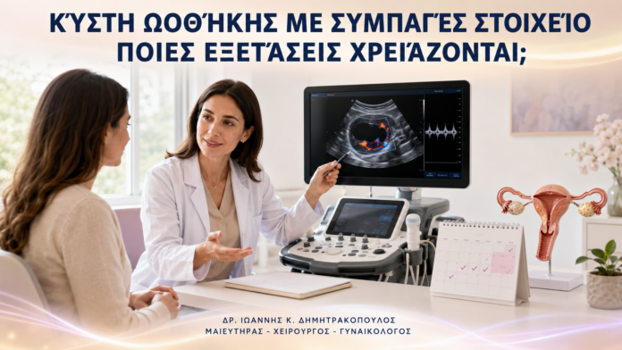 Κύστη Ωοθήκης με Συμπαγές Στοιχείο: Ποιες Εξετάσεις Χρειάζονται; Κύστη Ωοθήκης με Συμπαγές Στοιχείο: Ποιες Εξετάσεις Χρειάζονται; - Δρ. Ιωάννης Κ. Δημητρακόπουλος