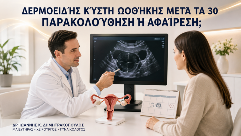 Δερμοειδής Κύστη Ωοθήκης μετά τα 30: Παρακολούθηση ή Αφαίρεση; - Δρ. Ιωάννης Κ. Δημητρακόπουλος