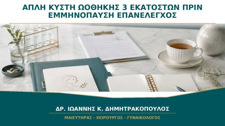 Απλή Κύστη Ωοθήκης 3 Εκατοστών πριν την Εμμηνόπαυση: Χρειάζεται Επανέλεγχο;