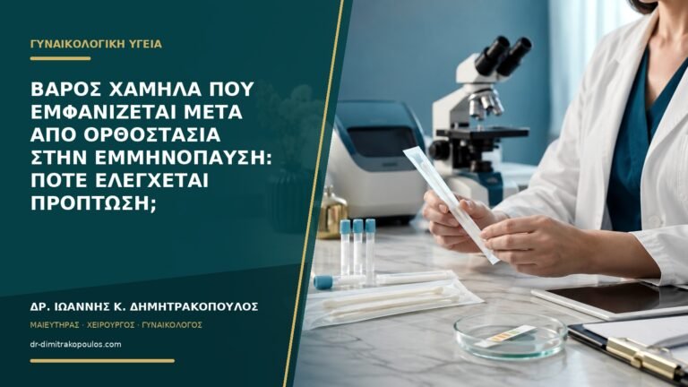 Βάρος χαμηλά που εμφανίζεται μετά από ορθοστασία στην εμμηνόπαυση: πότε ελέγχεται πρόπτωση;