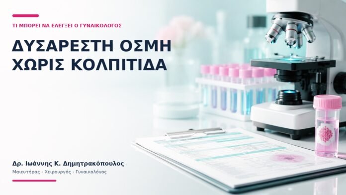 Δυσάρεστη Οσμή χωρίς Κολπίτιδα: Τι Μπορεί να Ελέγξει ο Γυναικολόγος; Δυσάρεστη Οσμή χωρίς Κολπίτιδα: Τι Μπορεί να Ελέγξει ο Γυναικολόγος; - Δρ. Ιωάννης Κ. Δημητρακόπουλος