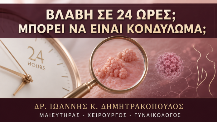 Μία Βλάβη που Εμφανίστηκε σε 24 Ώρες: Ταιριάζει με Κονδύλωμα; Μία Βλάβη που Εμφανίστηκε σε 24 Ώρες: Ταιριάζει με Κονδύλωμα; - Δρ. Ιωάννης Κ. Δημητρακόπουλος