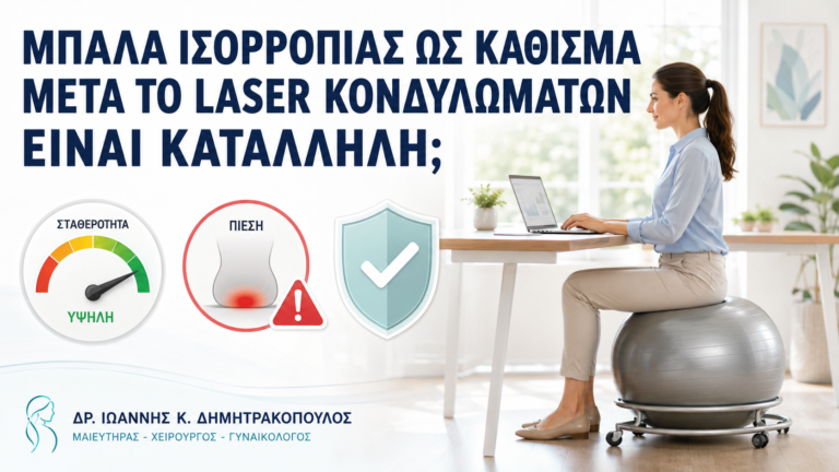 Μπάλα Ισορροπίας ως Κάθισμα μετά από Laser Κονδυλωμάτων: Είναι Κατάλληλη; - Δρ. Ιωάννης Κ. Δημητρακόπουλος