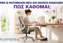 Ράψιμο σε Ραπτομηχανή μετά από Αφαίρεση Κονδυλωμάτων: Πώς Κάθομαι; - Δρ. Ιωάννης Κ. Δημητρακόπουλος