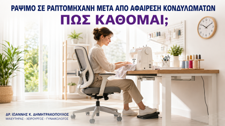 Ράψιμο σε Ραπτομηχανή μετά από Αφαίρεση Κονδυλωμάτων: Πώς Κάθομαι; - Δρ. Ιωάννης Κ. Δημητρακόπουλος