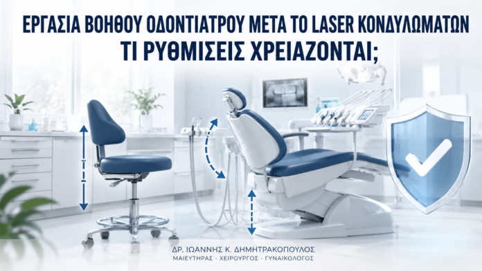 Εργασία Βοηθού Οδοντιάτρου μετά από Laser Κονδυλωμάτων: Τι Ρυθμίσεις Χρειάζονται; Εργασία Βοηθού Οδοντιάτρου μετά από Laser Κονδυλωμάτων: Τι Ρυθμίσεις Χρειάζονται; - Δρ. Ιωάννης Κ. Δημητρακόπουλος